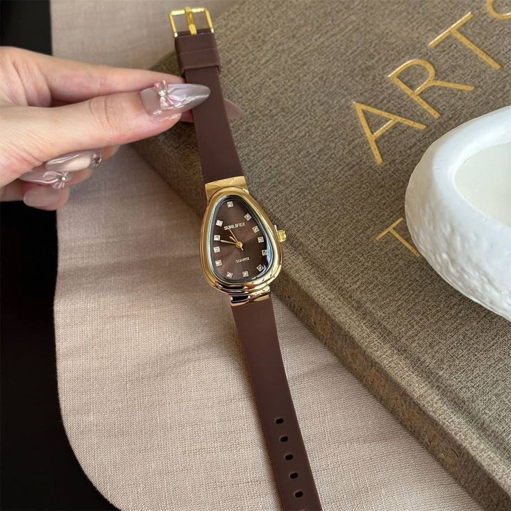 Snake leather strap watch