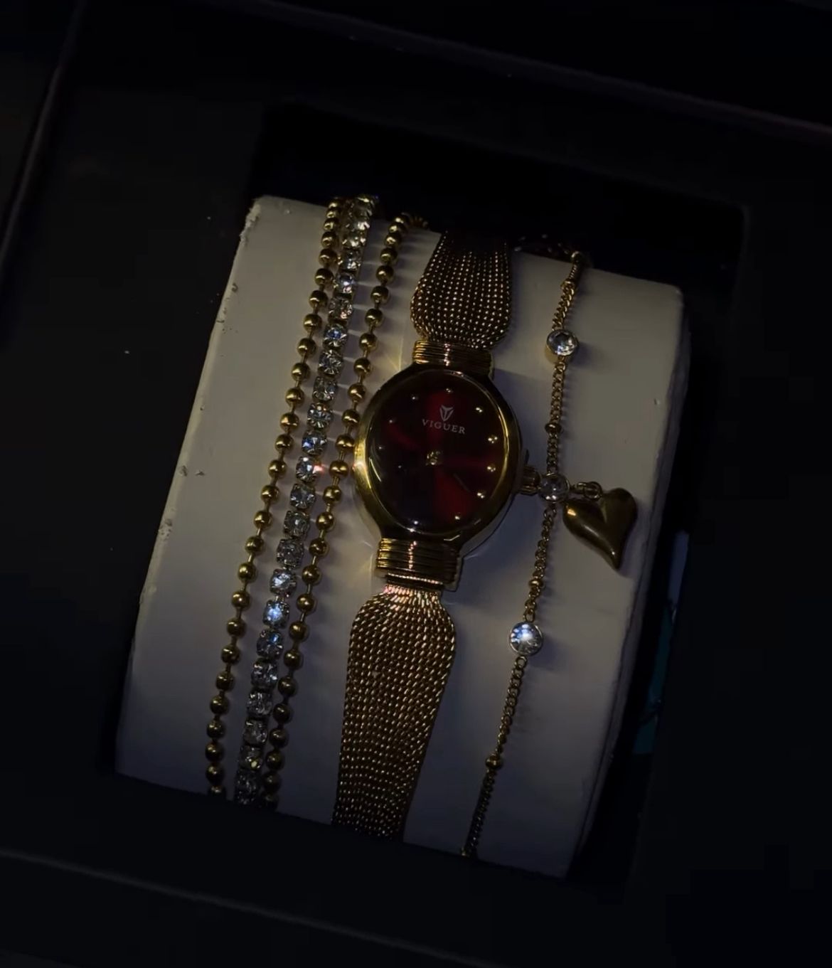 Rosé time watch stack