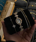 Silver luxe watch stack
