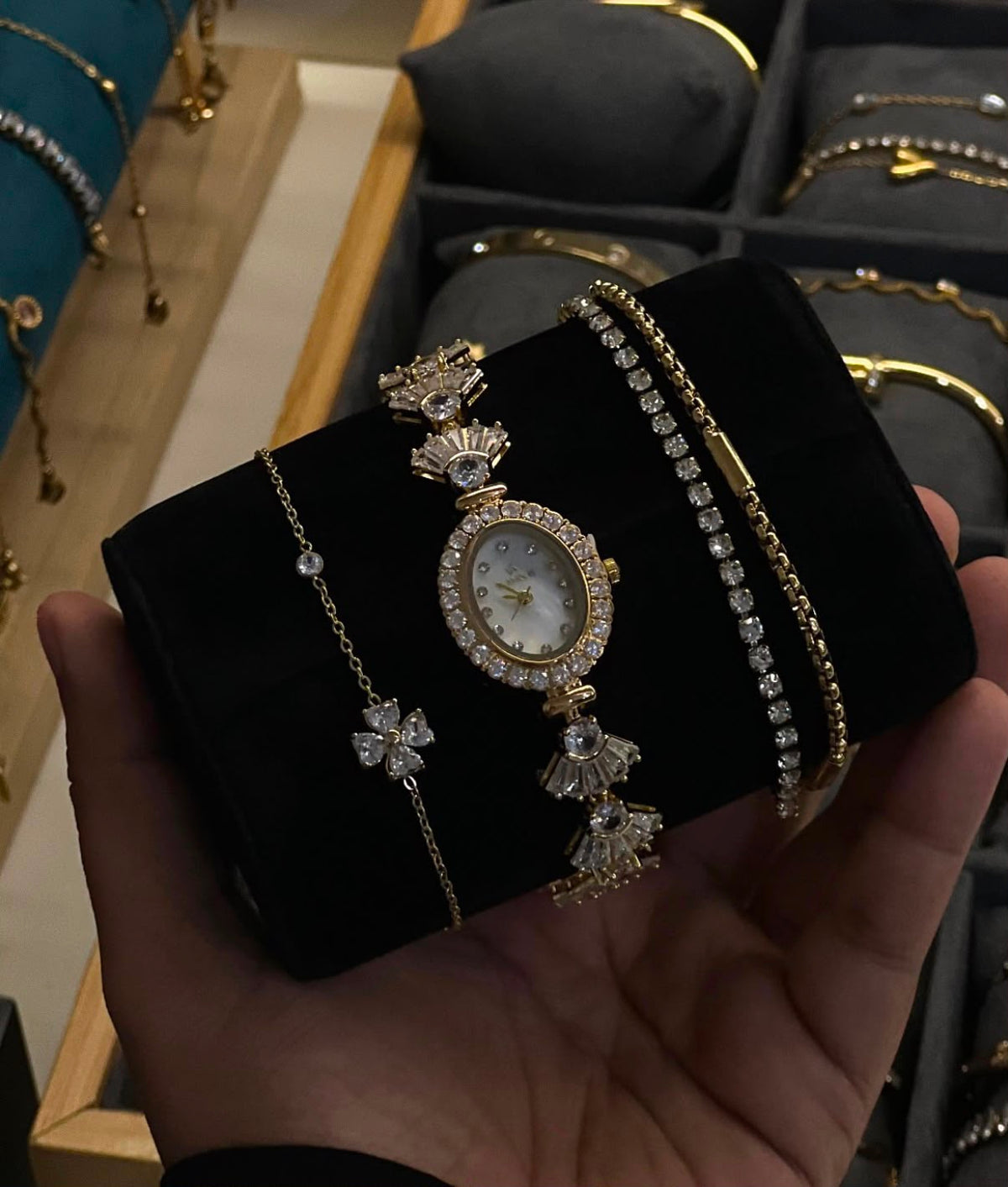 Silver luxe watch stack
