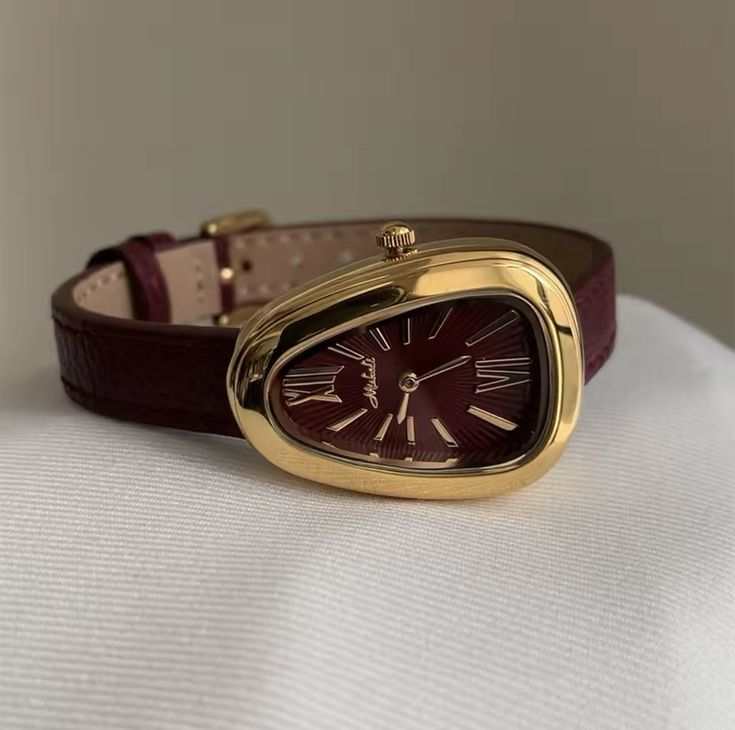 Snake leather strap watch