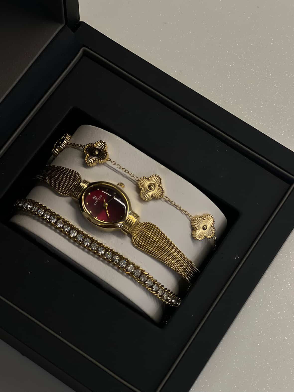 Rosé time watch stack