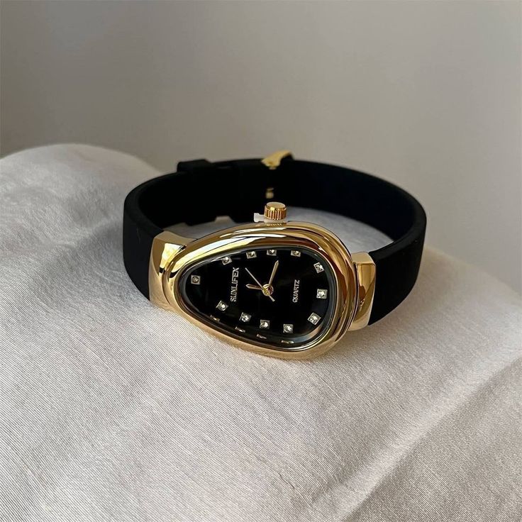 Snake leather strap watch