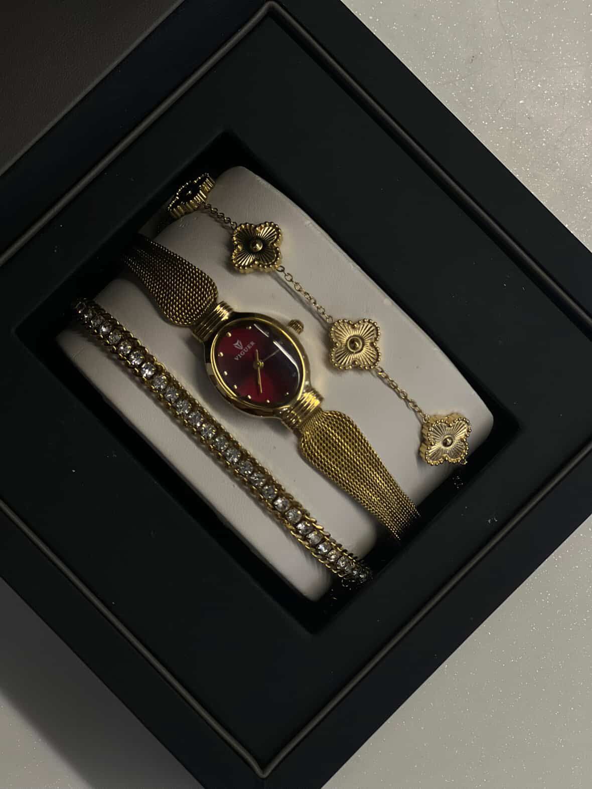 Rosé time watch stack