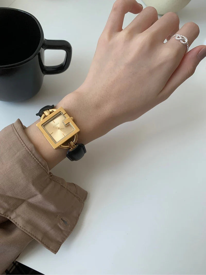 Camellia square dial watch