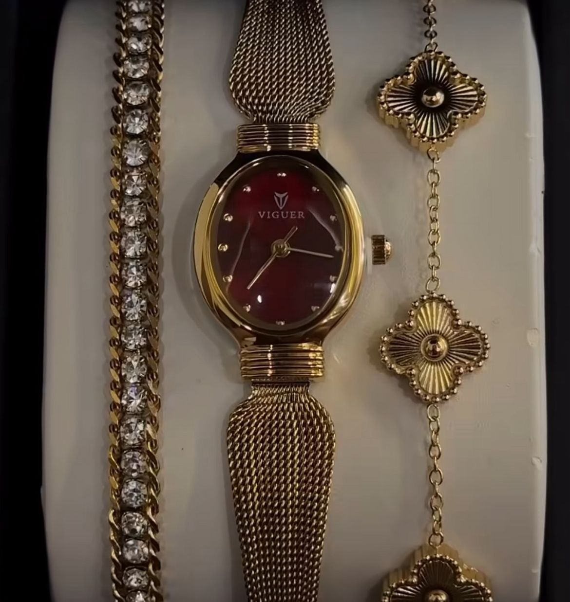 Rosé time watch stack