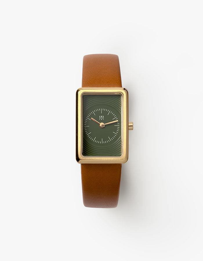 Elegant sapphire dial lather watch