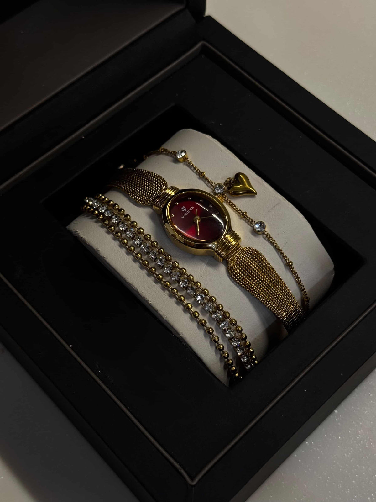 Rosé time watch stack