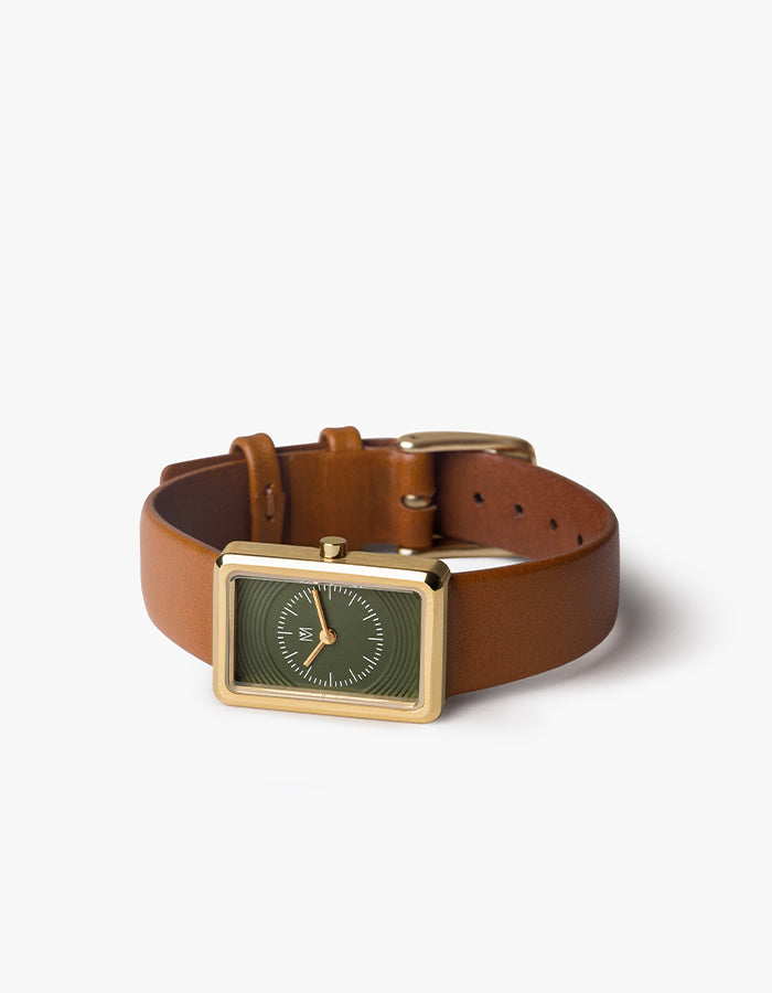 Elegant sapphire dial lather watch